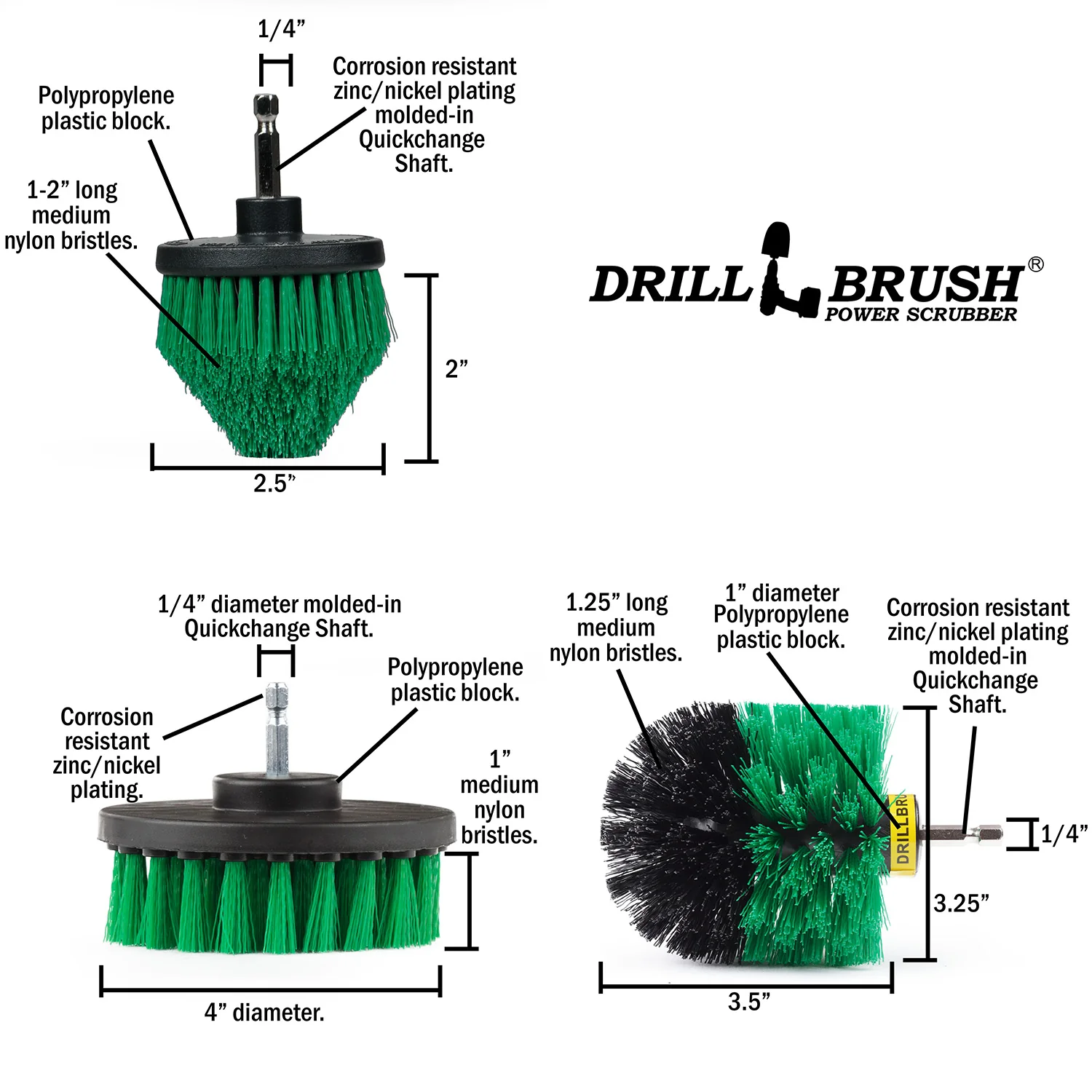 Original, 4in, and Corner Green Brushes - Medium Stiffness - Kitchen Cleaning | G-S-4CO-QC-DB - Image 5