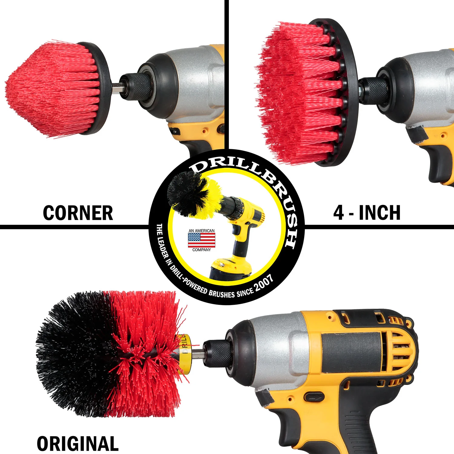 Original, 4in, and Corner Red Brushes - Stiff Bristles - Outdoor & Patio Cleaning | R-S-4CO-QC-DB - Image 3