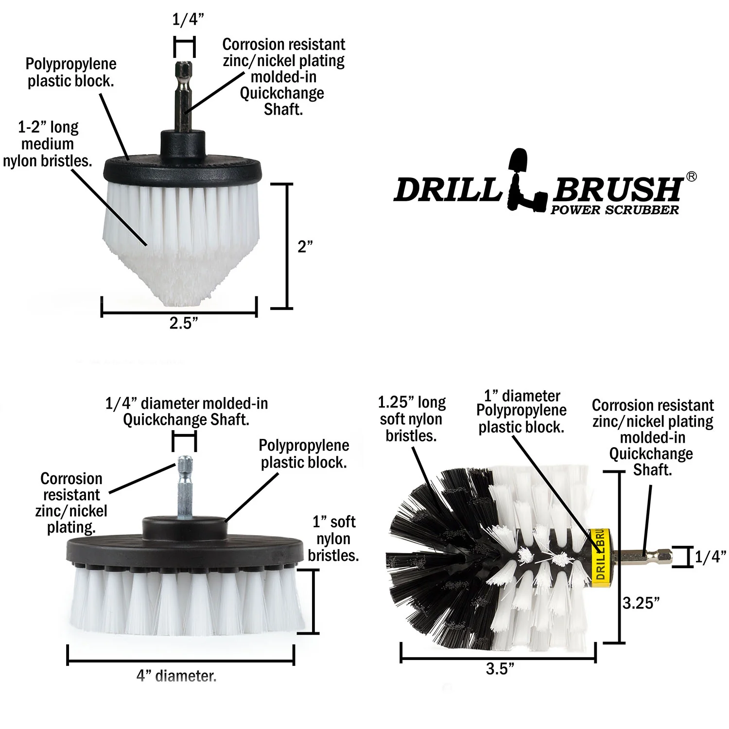 Original, 4in, and Corner White Brushes - Soft Bristles - Home & Auto Cleaning | W-S-4CO-QC-DB - Image 5