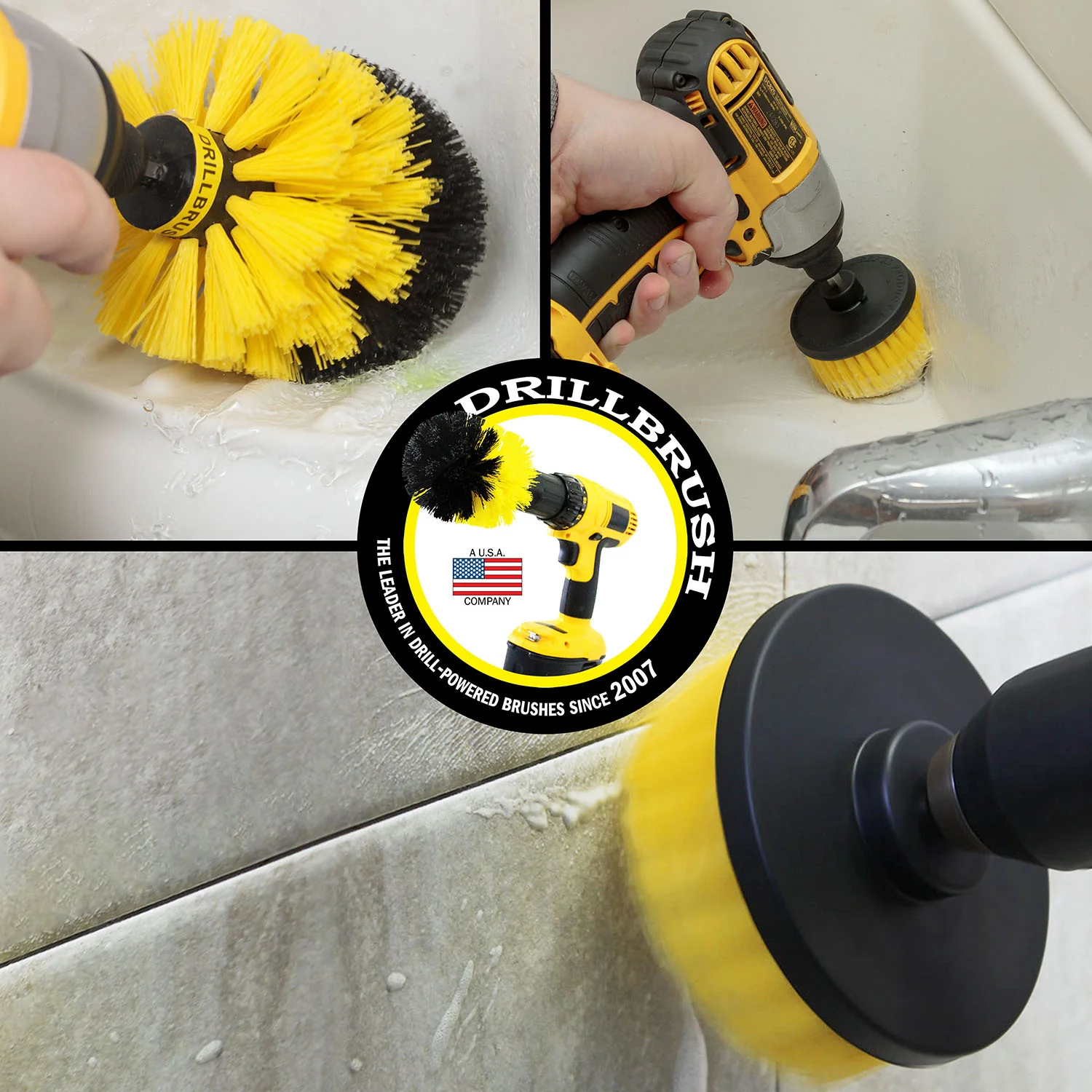 Original, 4in, and Corner Yellow Brushes - Medium Stiffness - Bathroom & Shower Cleaning | Y-S-4CO-QC-DB - Image 4