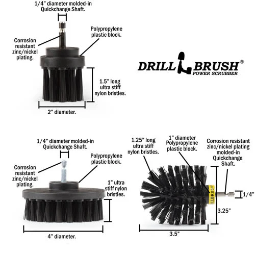 Original, 4in, & 2in-L Black Brushes - Ultra Stiff - Heavy Duty & Grill Cleaning | K-4OS-2L-QC-DB - Image 5