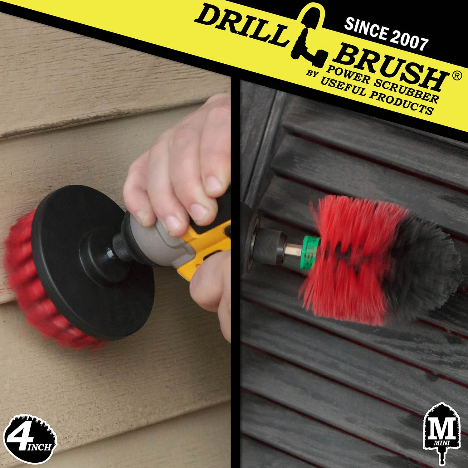 Mini & 4in Red Brushes - Red Bristles - Outdoor & Patio Cleaning | R-S-4M-QC-DB - Image 4
