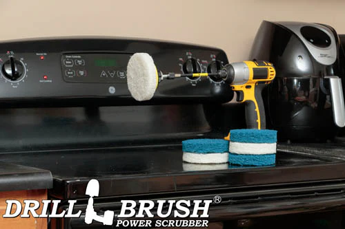 4in White & Blue Scrubbing Pad Kit w/ 5in Extension - Very Soft & Stiff - Home & Auto Cleaning | P4-2WB-4V-5X-QC-DB - Image 6