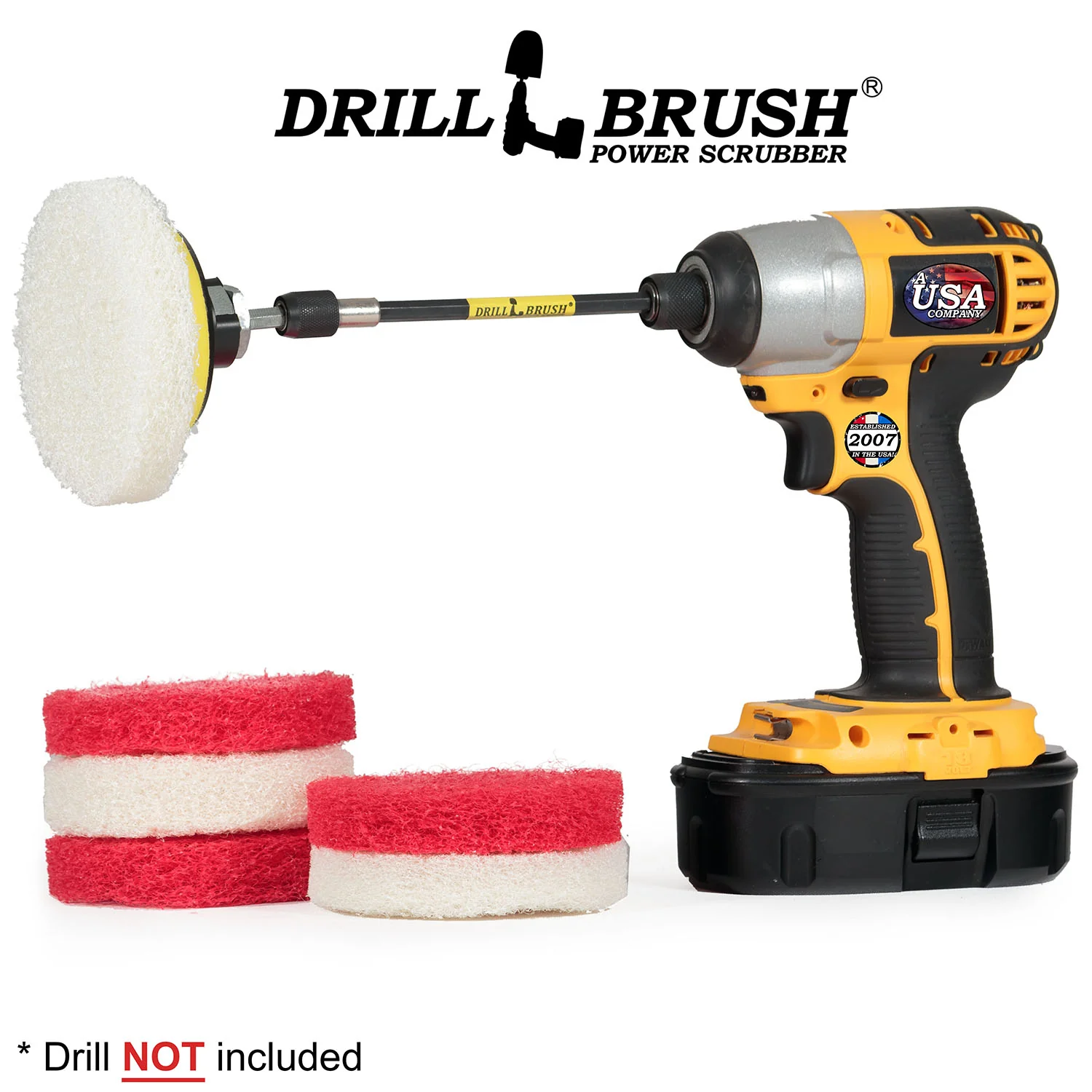 4in Scrubbing Pad Kit w/ 5in Extension - Very Soft & Moderate - Glass & Stainless Steel Cleaning | P4-2WR-4V-5X-QC-DB - Image 3