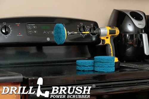 4in Blue Scrubbing Pad Kit w/ 5in Extension - Stiff - Kitchen & Appliance Cleaning | P4-4B-4V-5X-QC-DB - Image 5