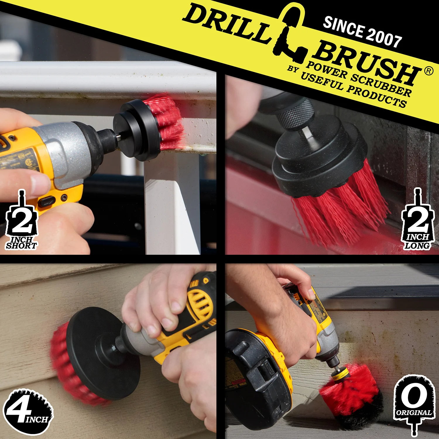 Original, 4in, 2in, & 2in-L Red Brushes - Stiff Bristles - Patio & Outdoor | R-42OS-2L-QC-DB - Image 4