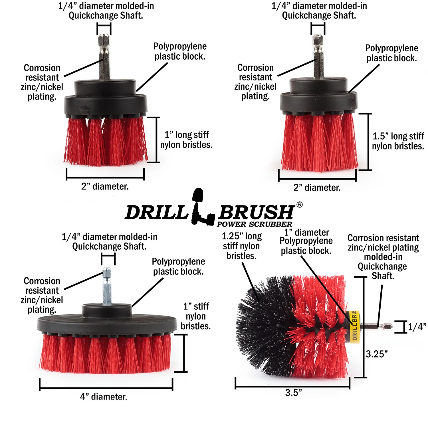 Original, 4in, 2in, & 2in-L Red Brushes - Stiff Bristles - Patio & Outdoor | R-42OS-2L-QC-DB - Image 5