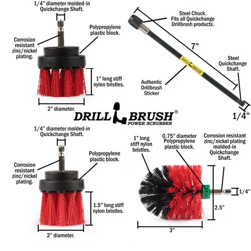 Ultimate Red Brush Kit w/7in Ext. - Stiff  - Patio & Outdoor | R-542OMS-2L-7X-QC-DB - Image 6