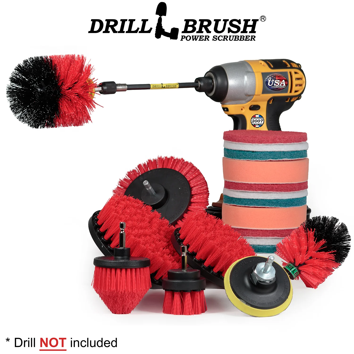 21-piece Red Brush Kit - Stiff Bristles | R-E542OMCS-P4-3WRB-2F-3V-5X-QC-DB - Image 2