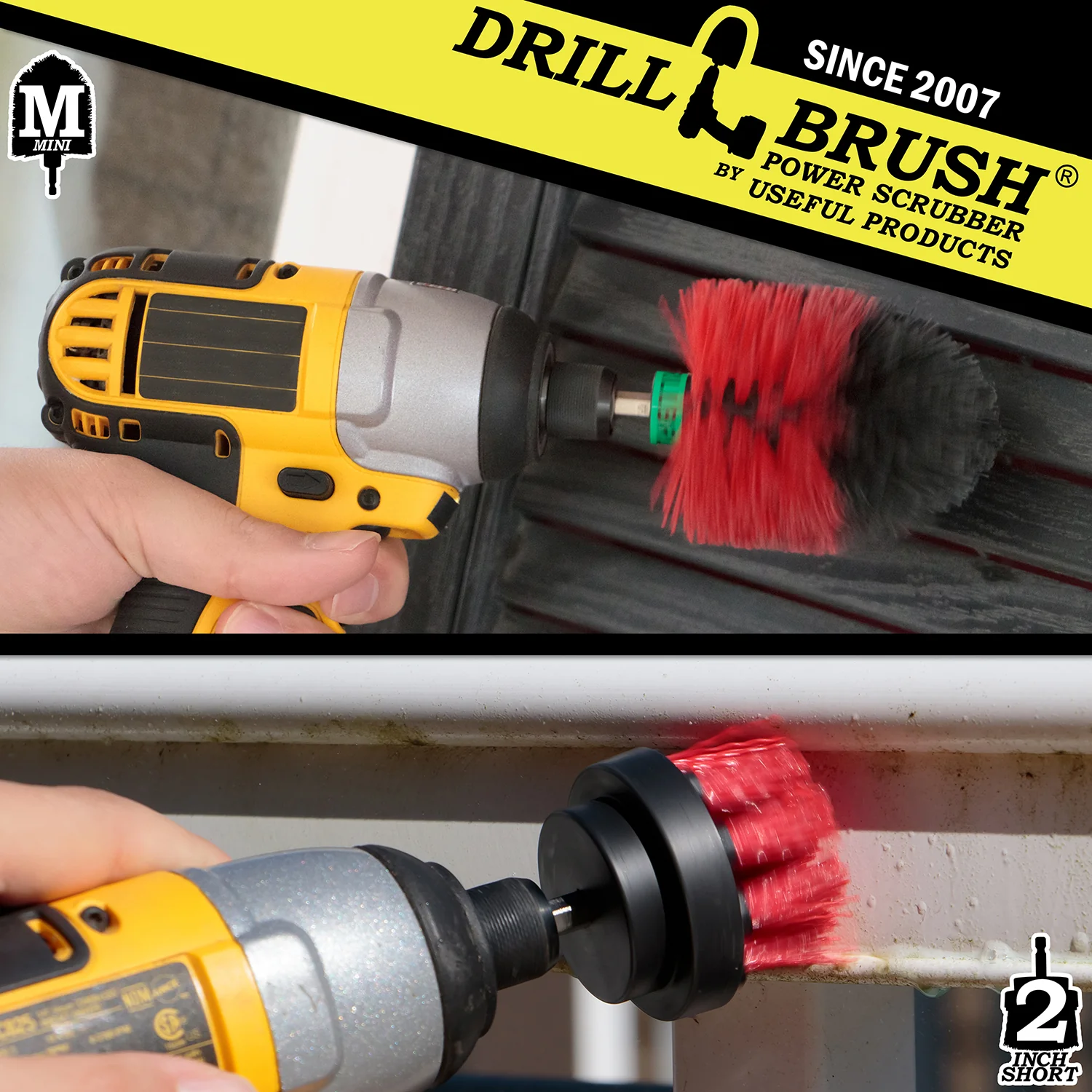 Mini & 2in Red Brushes - Stiff Bristles - Outdoor & Patio Cleaning | R-S-2M-QC-DB - Image 4