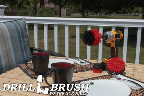 Original, 4in, and 2in Red Brushes - Stiff Bristles - Outdoor & Patio Cleaning | R-S-42O-QC-DB - Image 6