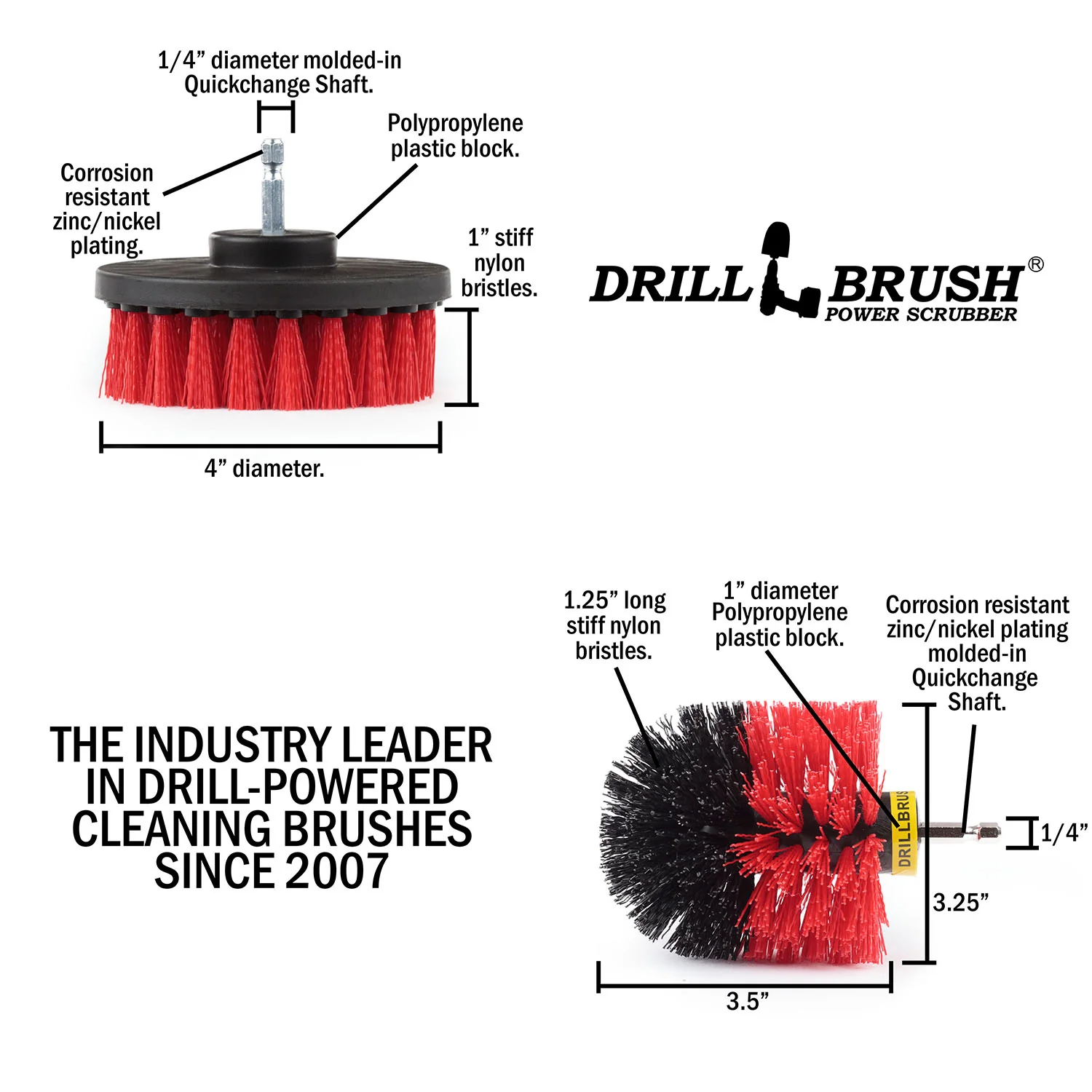 Original & 4in Red Brushes - Stiff Bristles - Outdoor & Patio Cleaning | R-S-4O-QC-DB - Image 5