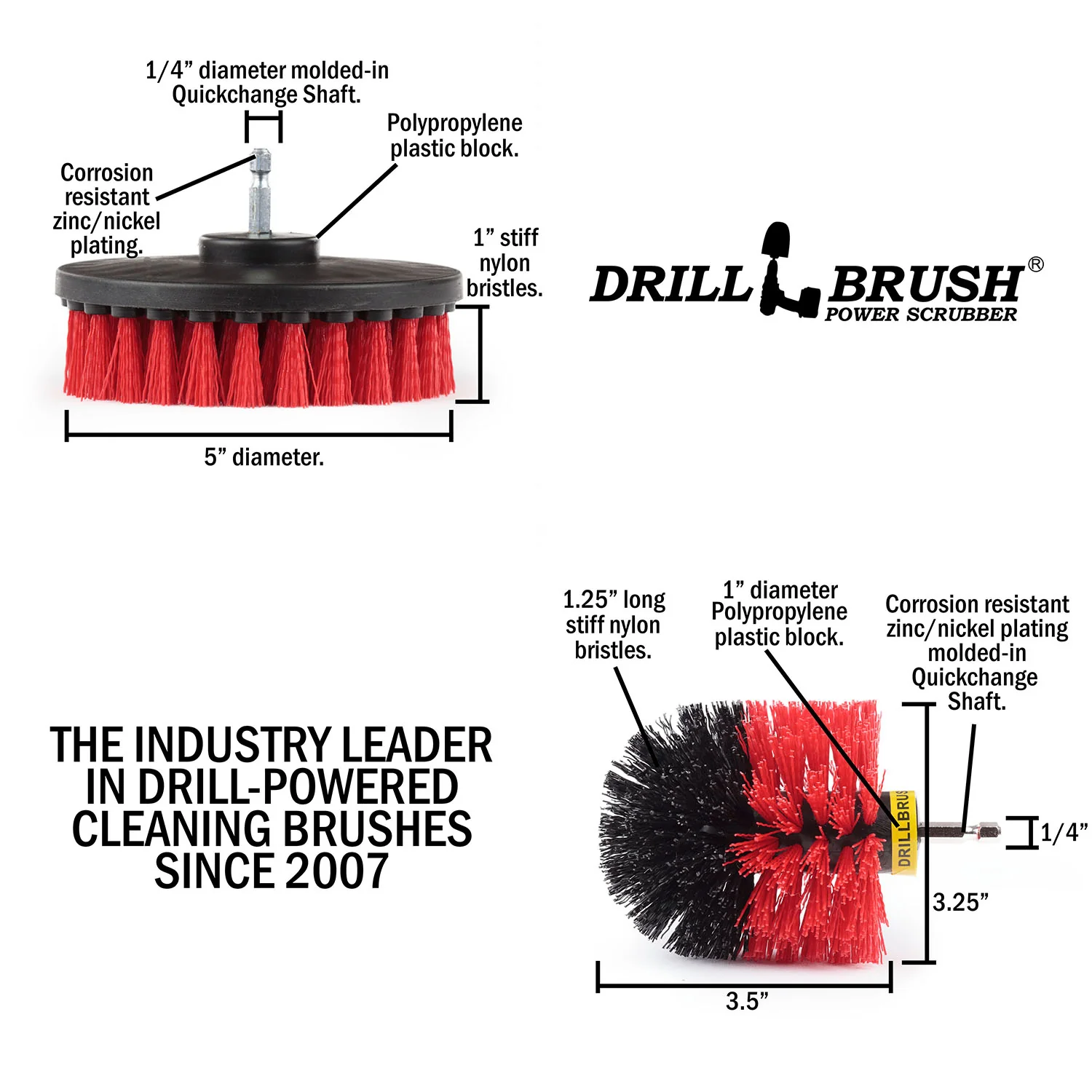 Original & 5in Red Brushes - Stiff Bristles - Outdoor & Patio Cleaning | R-S-5O-QC-DB - Image 5