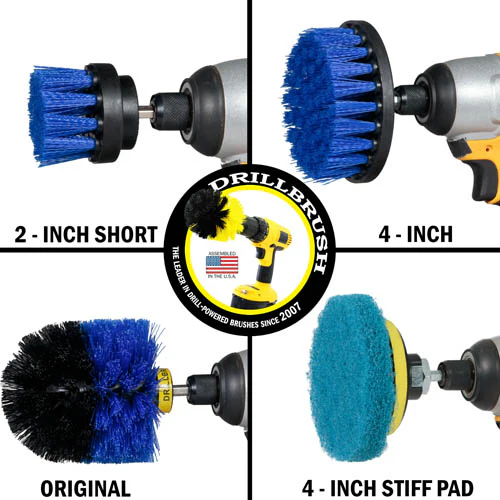 Original, 4in, & 2in Blue Brushes w/ Pads - Medium Bristles - Pool & Marine | S-B42O-P4-3B-3V-QC-DB - Image 3