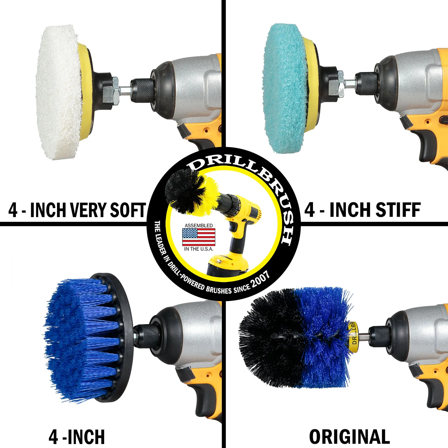 Original & 4in Blue Brushes w/4in Pads - Soft Pads - Pool & Marine | S-B4O-P4-WU-4V-QC-DB - Image 3