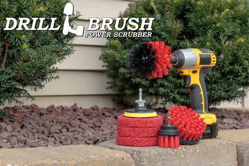 Original, 4in, & 2in Red Brushes w/4in Red Pads - Stiff - Patio & Outdoor | S-R42O-P4-3R-3V-QC-DB - Image 6