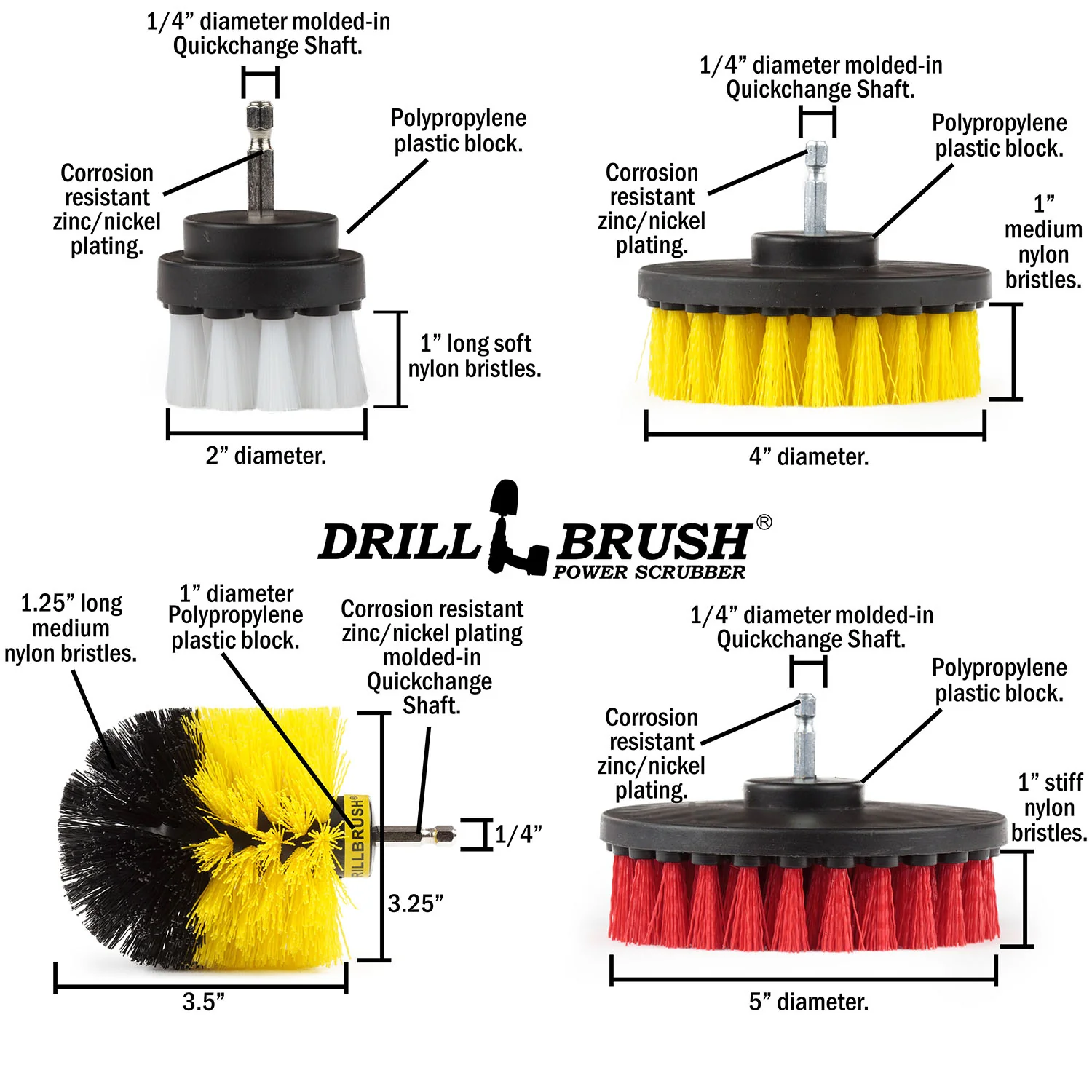 Original, 5in, 4in, and 2in Variety Brushes w. 7in Extension - Home & Bathroom Cleaning | S-W2-Y4O-R5-7X-QC-DB - Image 5