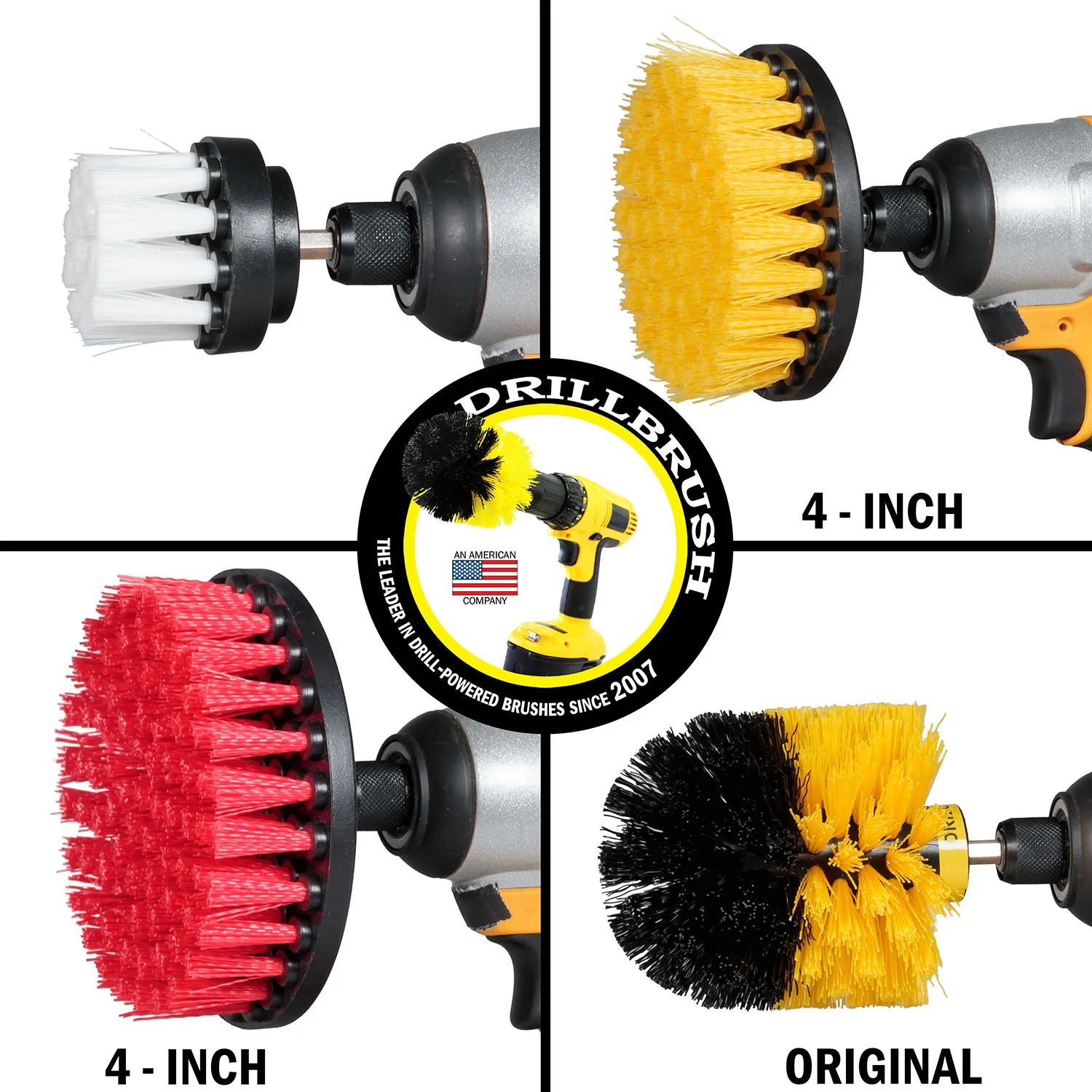 Original, 5in, 4in, & 2in Variety Brushes - Soft to Stiff - General Cleaning | S-W2-Y4O-R5-QC-DB - Image 3