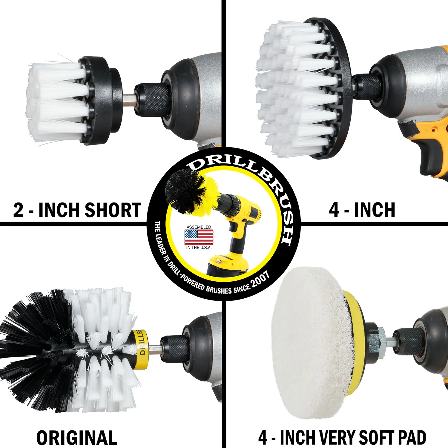 Original, 4in, & 2in White Brushes w/4in Pads - Soft - Home & Auto | S-W42O-P4-3W-3V-QC-DB - Image 3