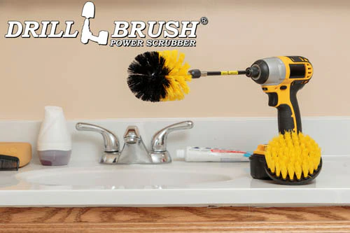 Original & 4in Yellow Brushes w/5in Ext. - Medium Bristles - Bathroom & Shower | Y-S-4O-5X-QC-DB - Image 6