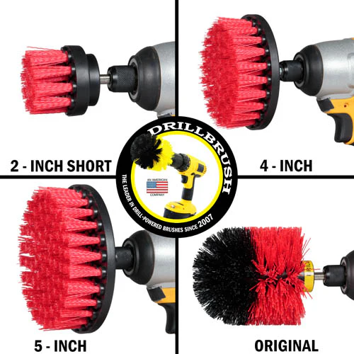 Original, 5in, 4in, & 2in Red Brushes - Stiff Bristles - Outdoor & Patio Cleaning | R-S-542O-QC-DB - Image 3