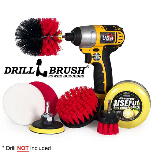 Stiff Red 4in, 2in Short, & Original Brush Kit with Useful All-Purpose Cleaning Paste Bundle - Stiff Bristles - 260g Multi-Purpose Cleaning Paste | R-S-42O-3V-QC-DB-UP1 - Image 2