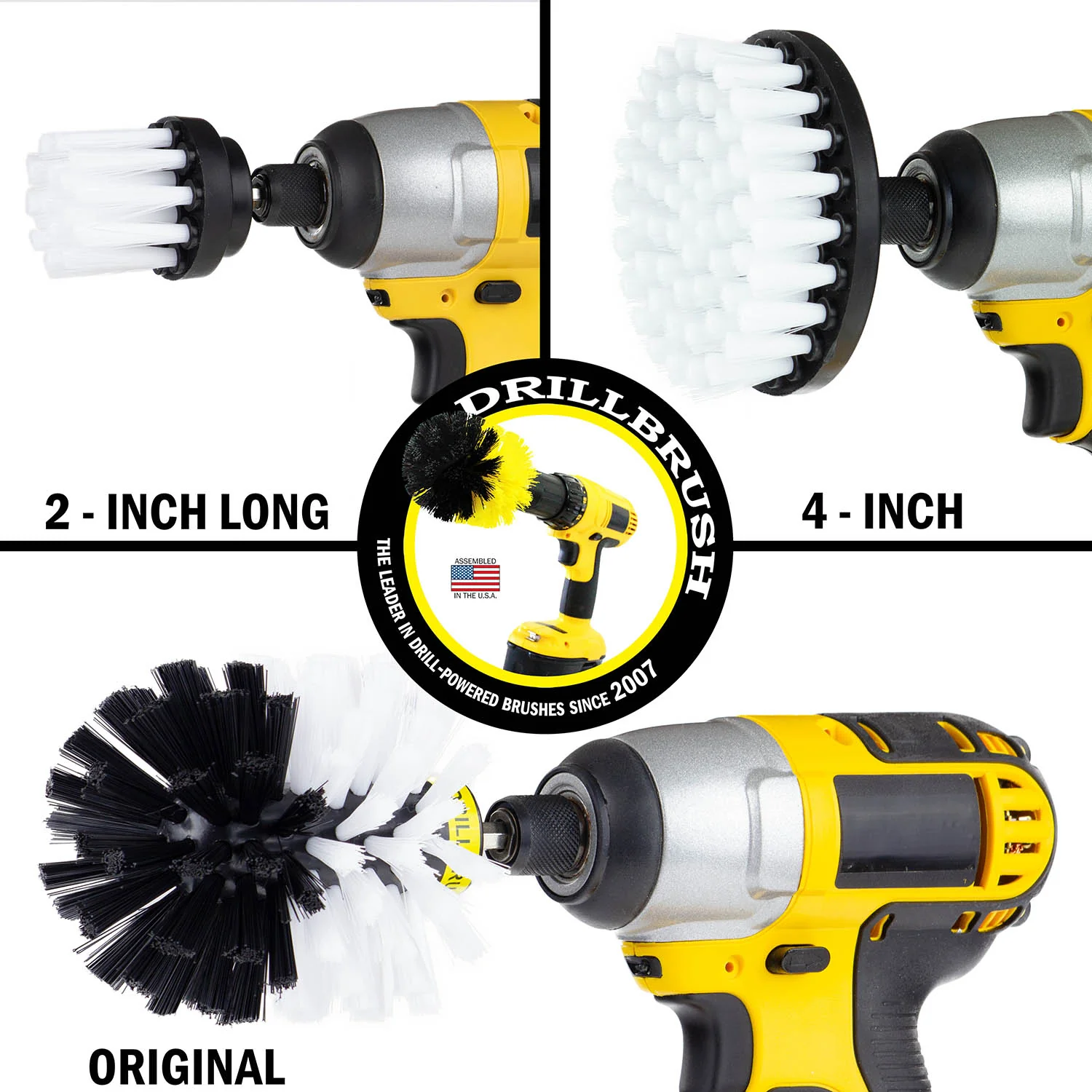 Original, 4in, and 2in-L White Brushes - Soft Bristles - Home & Auto Cleaning | W-4OS-2L-QC-DB - Image 3