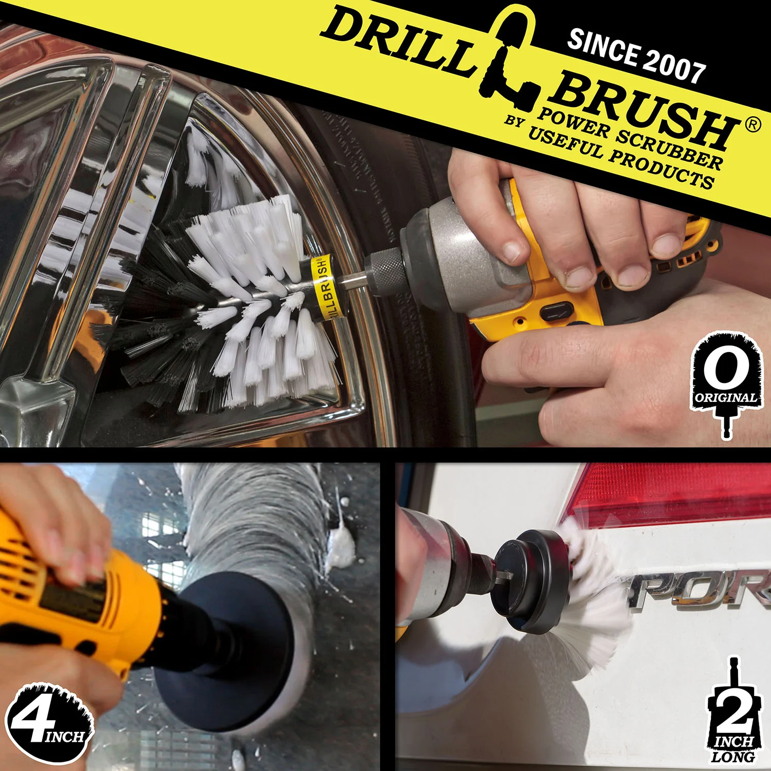 Original, 4in, and 2in-L White Brushes - Soft Bristles - Home & Auto Cleaning | W-4OS-2L-QC-DB - Image 4
