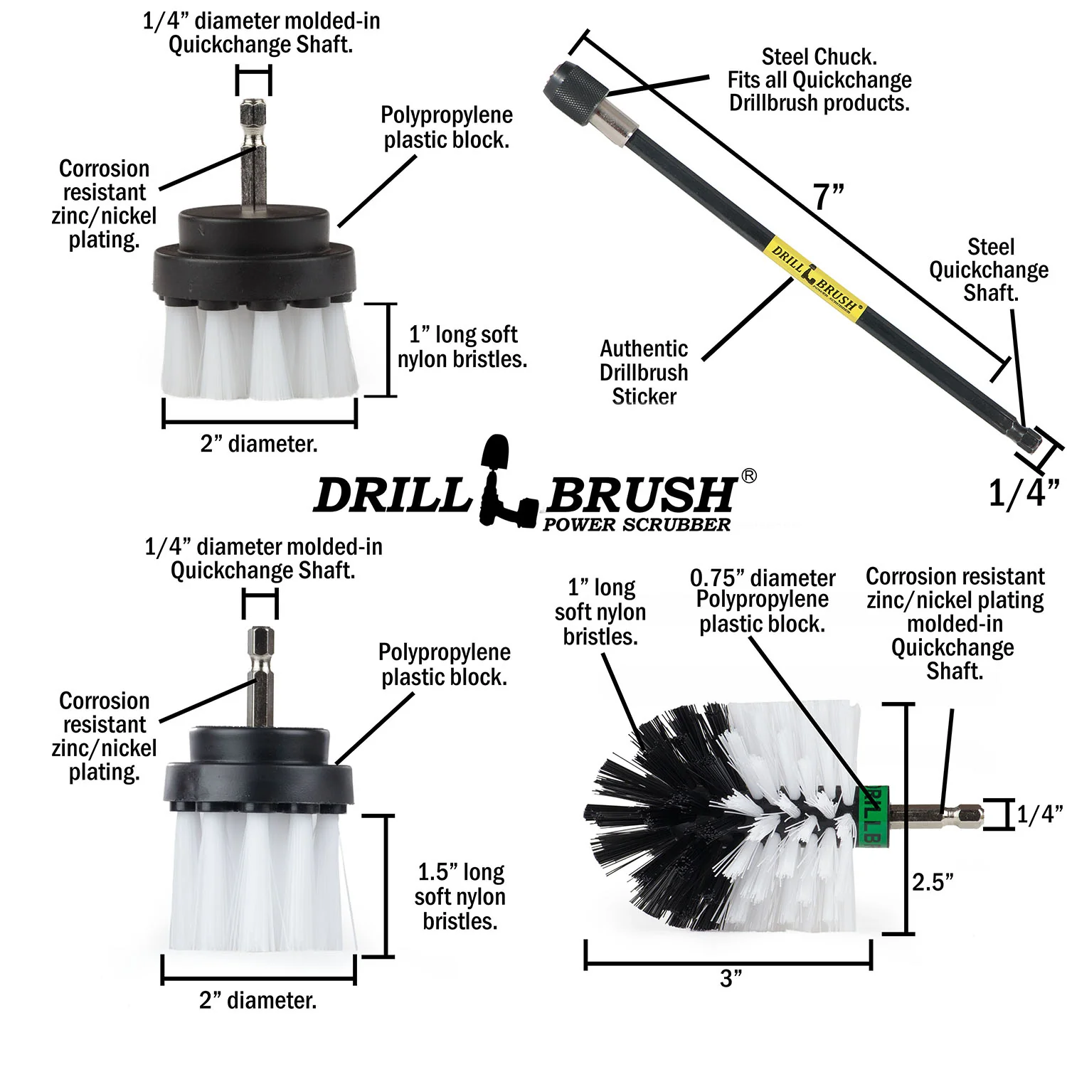 Ultimate White Brush Kit w/7in Ext. - Soft - Home & Auto | W-542OMS-2L-7X-QC-DB - Image 6