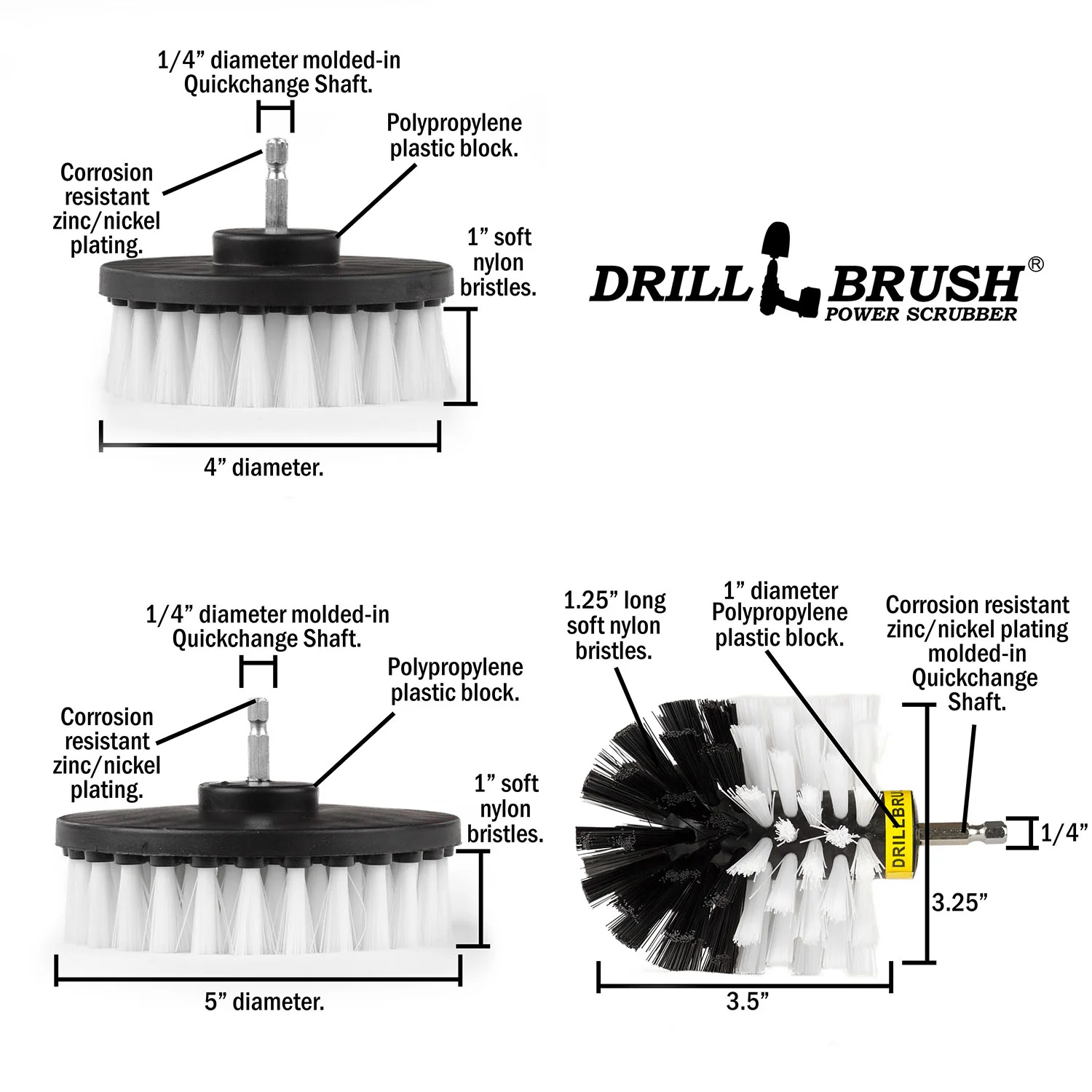 Ultimate White Brush Kit - Soft Bristles - Home & Auto Cleaning | W-542OMS-2L-QC-DB - Image 6