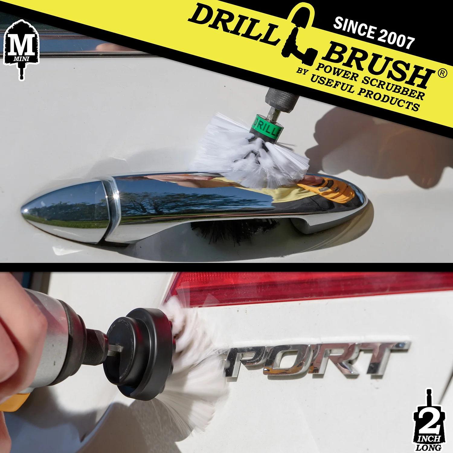 Mini & 2in-L White Brushes - Soft Bristles - Home & Auto Cleaning | W-MS-2L-QC-DB - Image 4