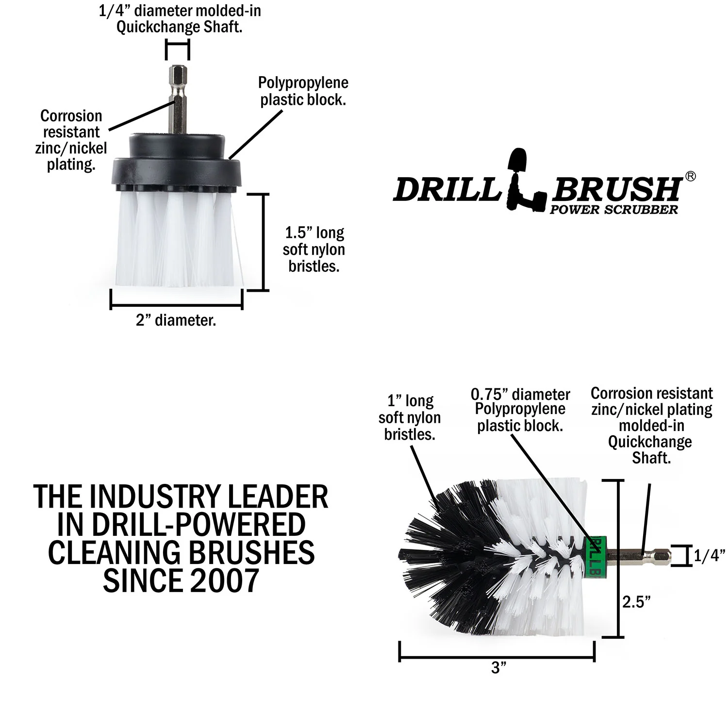Mini & 2in-L White Brushes - Soft Bristles - Home & Auto Cleaning | W-MS-2L-QC-DB - Image 5