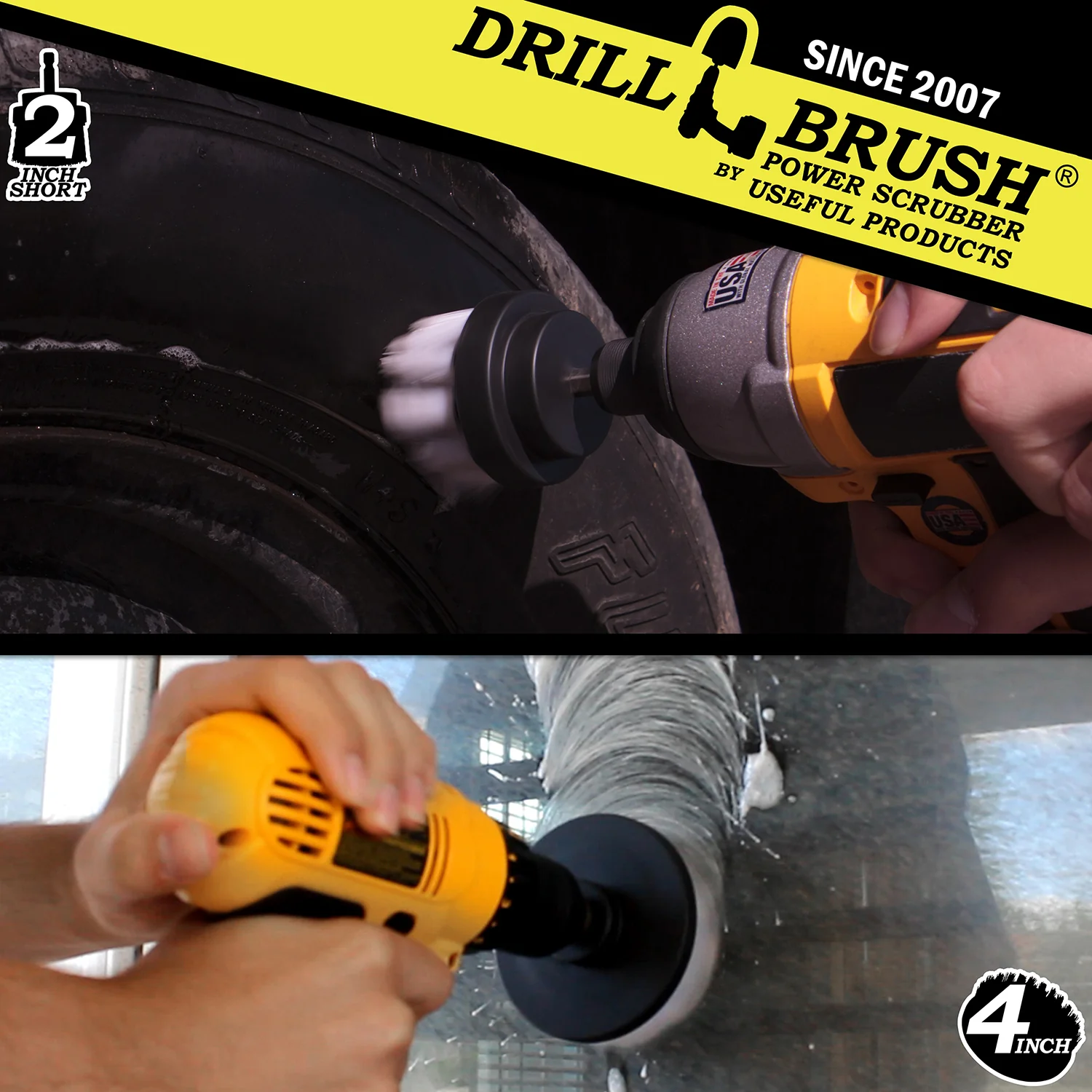 4in & 2in White Brushes - Soft Bristles - Home & Auto Cleaning | W-S-42-QC-DB - Image 4