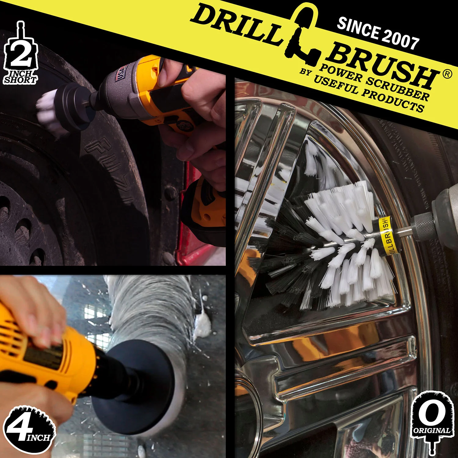 Original, 4in, and 2in White Brushes - Soft Bristles - Home & Auto Cleaning | W-S-42O-QC-DB - Image 4