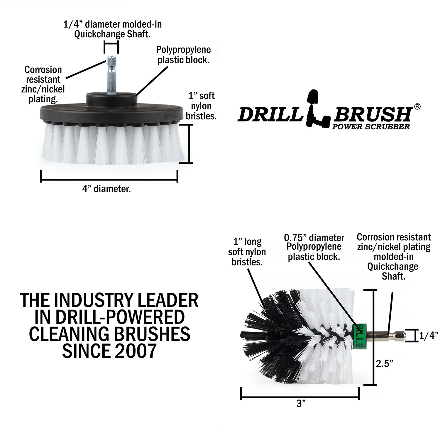 Mini & 4in White Brushes - Soft Bristles - Home & Auto Cleaning | W-S-4M-QC-DB - Image 5