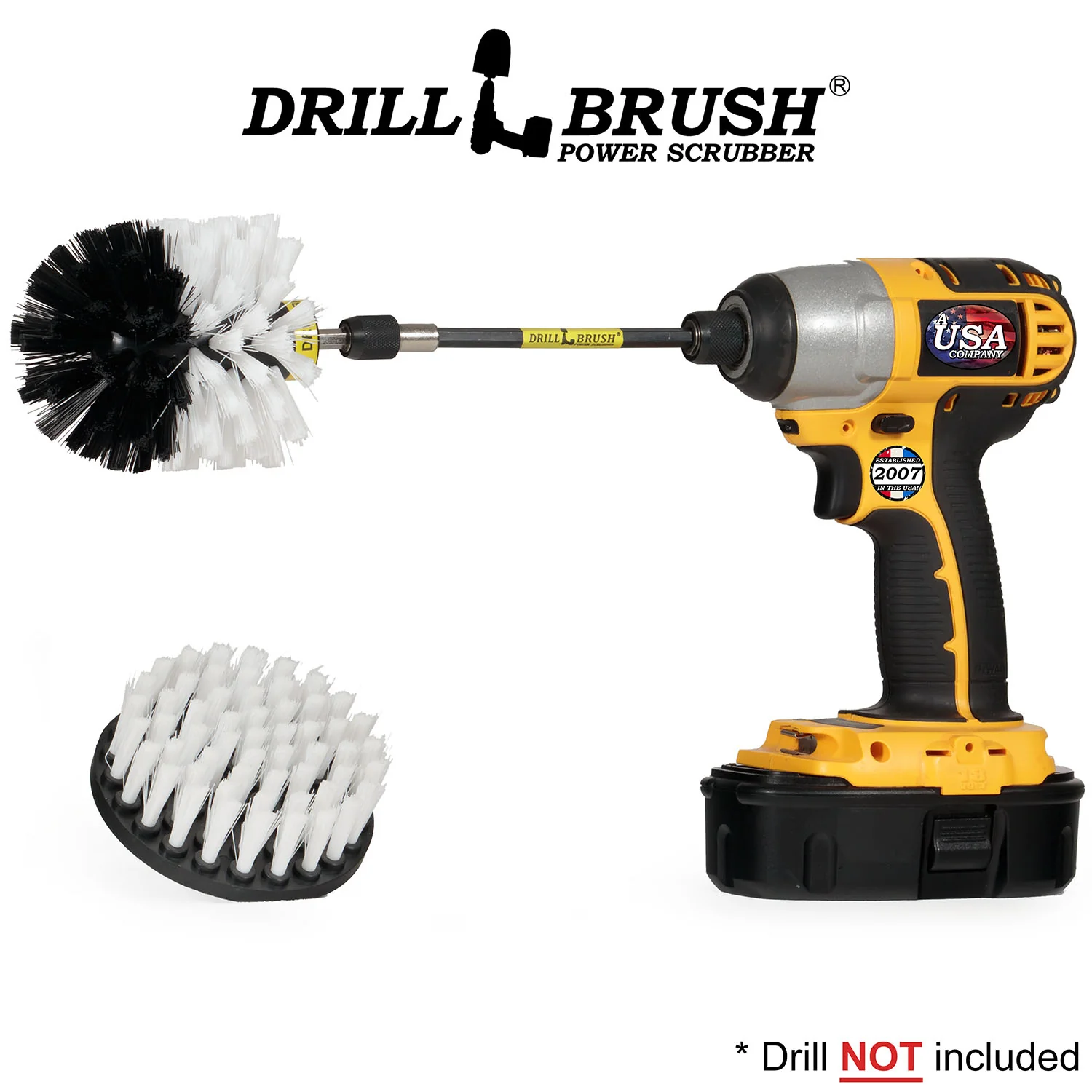 Original & 4in White Brushes w/5in Ext. - Soft Bristles - Home & Auto | W-S-4O-5X-QC-DB - Image 3