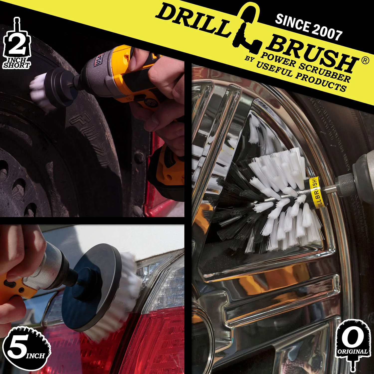 Original, 5in, & 2in White Brushes - Soft Bristles - Home & Auto Cleaning | W-S-52O-QC-DB - Image 3