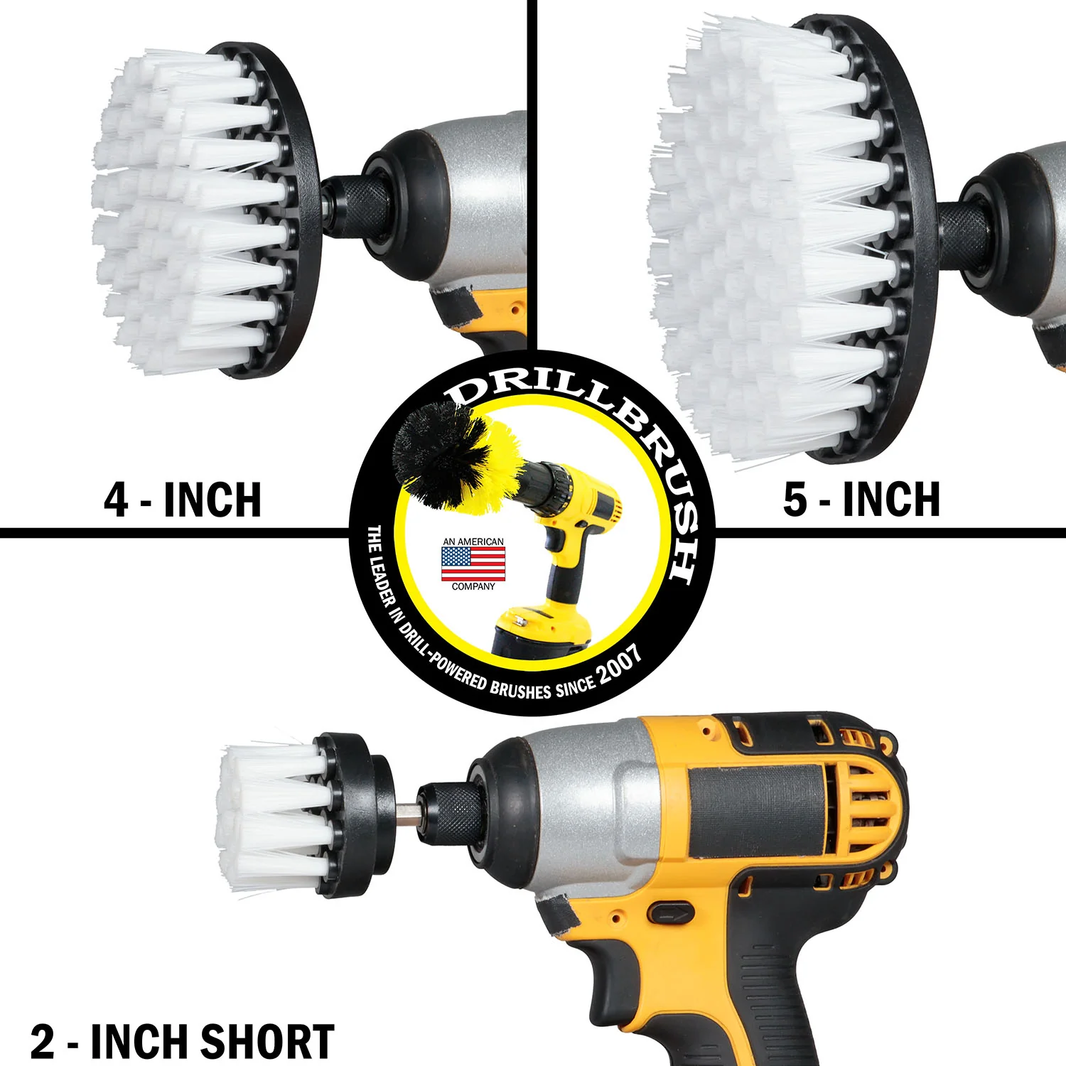 5in, 4in, & 2in White Brushes - Soft Bristles - Home & Auto Cleaning | W-S-542-QC-DB - Image 3