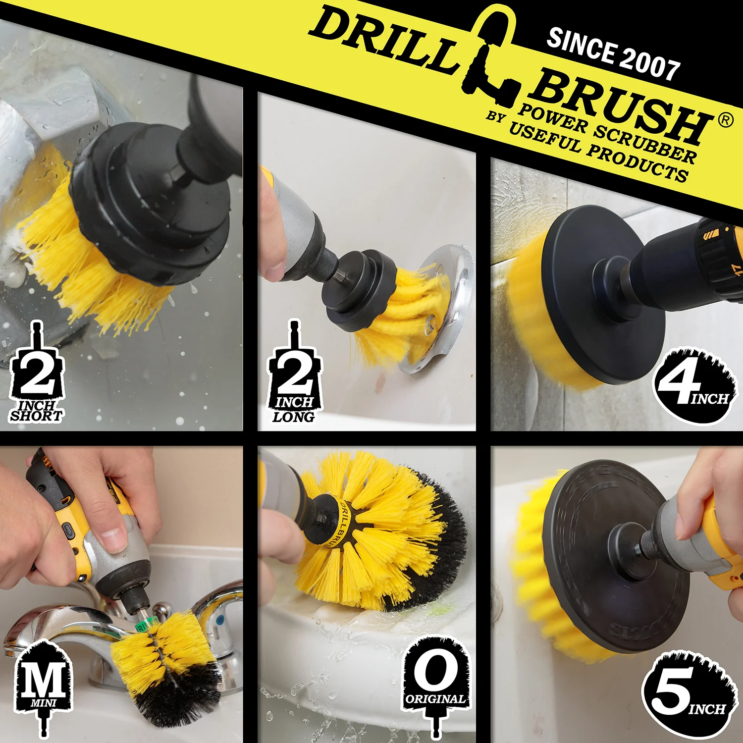 Ultimate Yellow Kit - Medium Bristles - Bathroom & Shower Cleaning | Y-542OMS-2L-QC-DB - Image 3