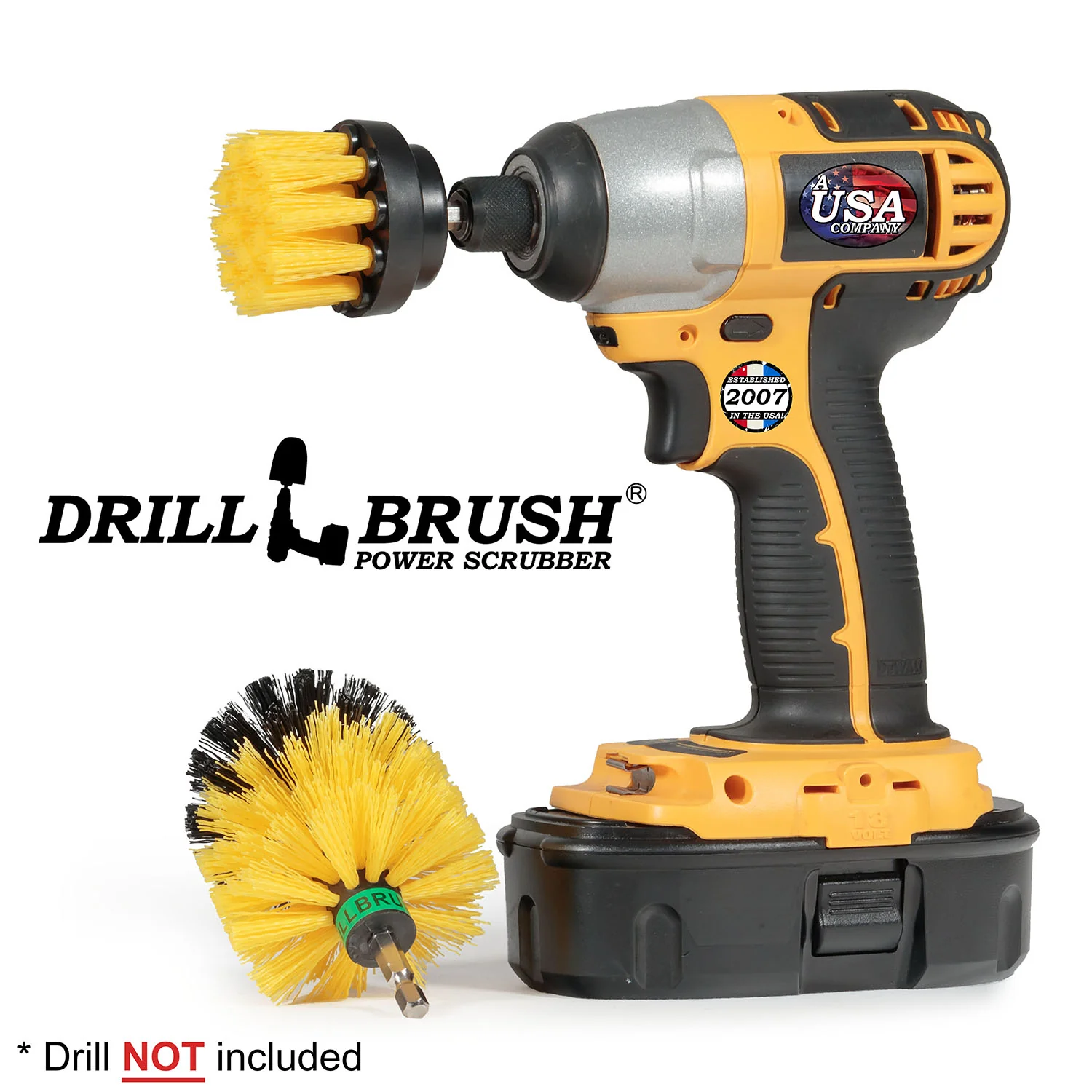 Mini & 2in Yellow Brushes - Medium Bristles - Bathroom & Shower Cleaning | Y-S-2M-QC-DB - Image 3