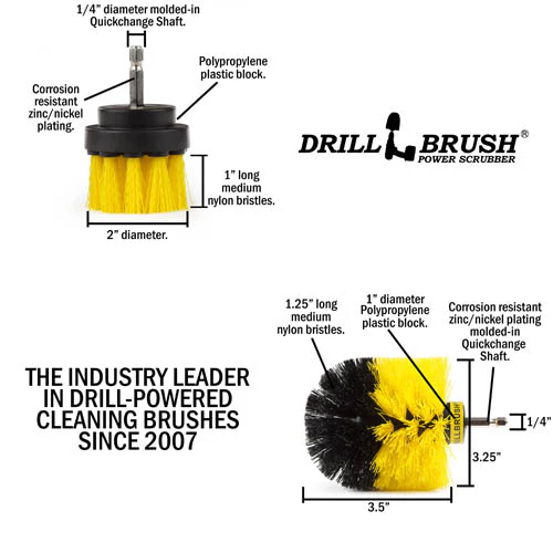 Original & 2in Yellow Brushes - Medium Stiffness - Bathroom & Shower Cleaning | Y-S-2O-QC-DB - Image 5