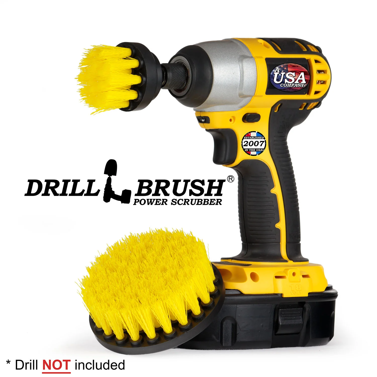 4in & 2in Yellow Brushes - Medium Bristles - Bathroom & Shower Cleaning | Y-S-42-QC-DB - Image 3
