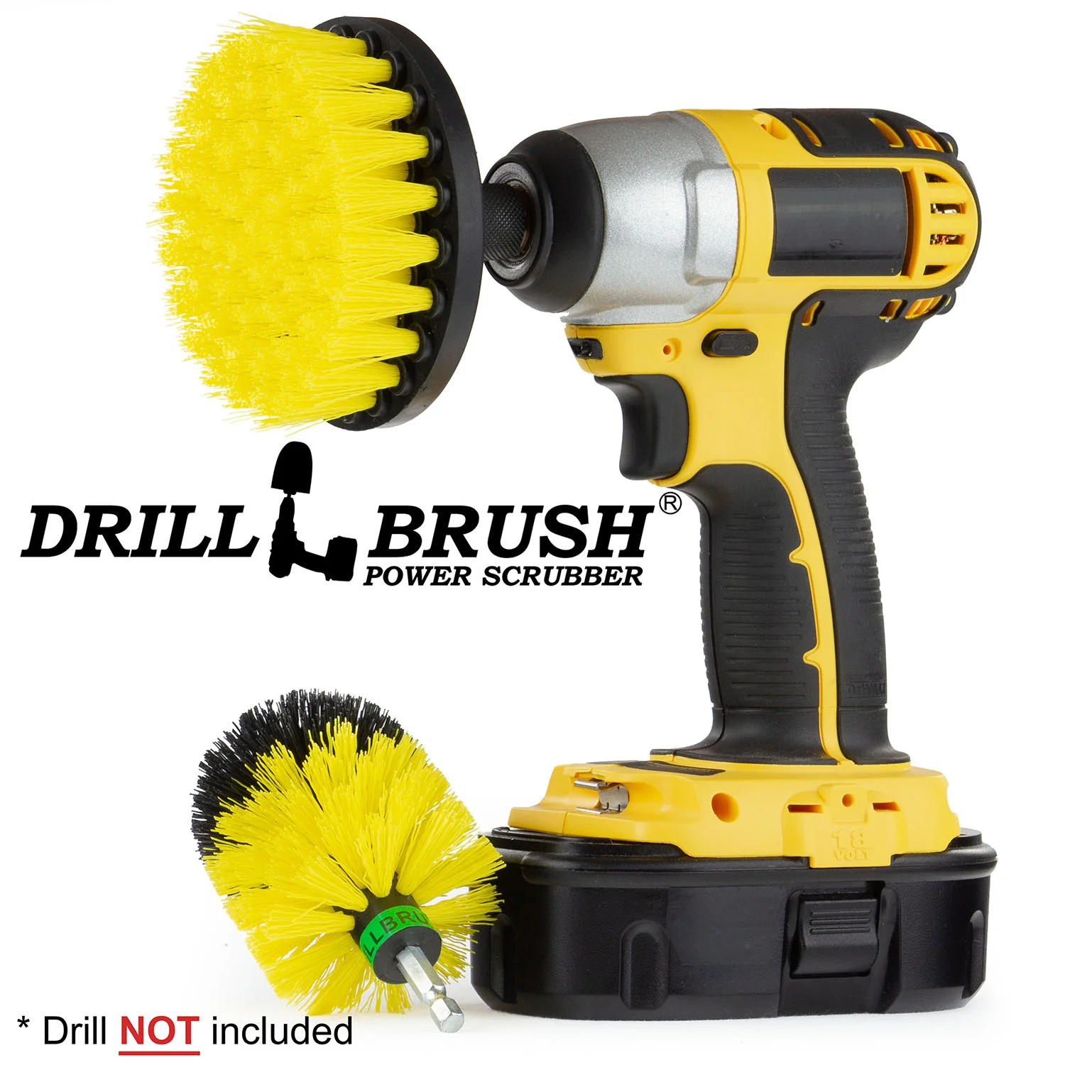 Mini & 4in Yellow Brushes - Medium Bristles - Bathroom & Shower Cleaning | Y-S-4M-QC-DB - Image 3
