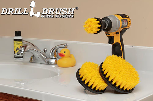 5in, 4in, and 2in Yellow Brushes - Medium Bristles - Bathroom & Shower Cleaning | Y-S-542-QC-DB - Image 6