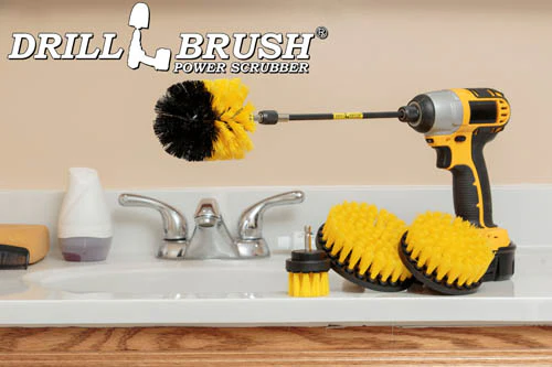 Original, 5in, 4in, and 2in Yellow Brushes w/ 7in Extension - Medium Bristles - Bathroom & Shower Cleaning | Y-S-542O-7X-QC-DB - Image 7