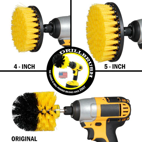 Original, 5in, and 4in Yellow Brushes - Medium Bristles - Bathroom & Shower Cleaning | Y-S-54O-QC-DB - Image 3