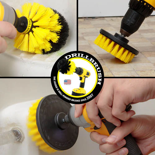 Original, 5in, and 4in Yellow Brushes - Medium Bristles - Bathroom & Shower Cleaning | Y-S-54O-QC-DB - Image 4