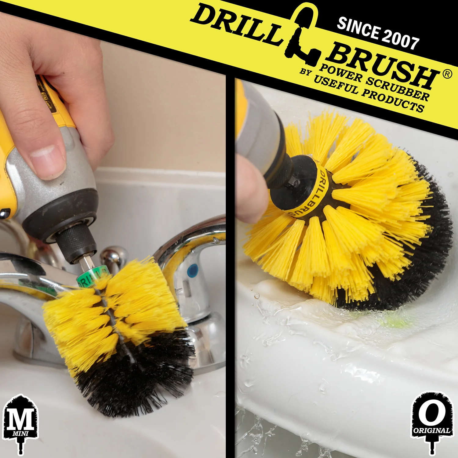 Original & Mini Yellow Brushes - Medium Bristles - Bathroom & Shower Cleaning | Y-S-MO-QC-DB - Image 4