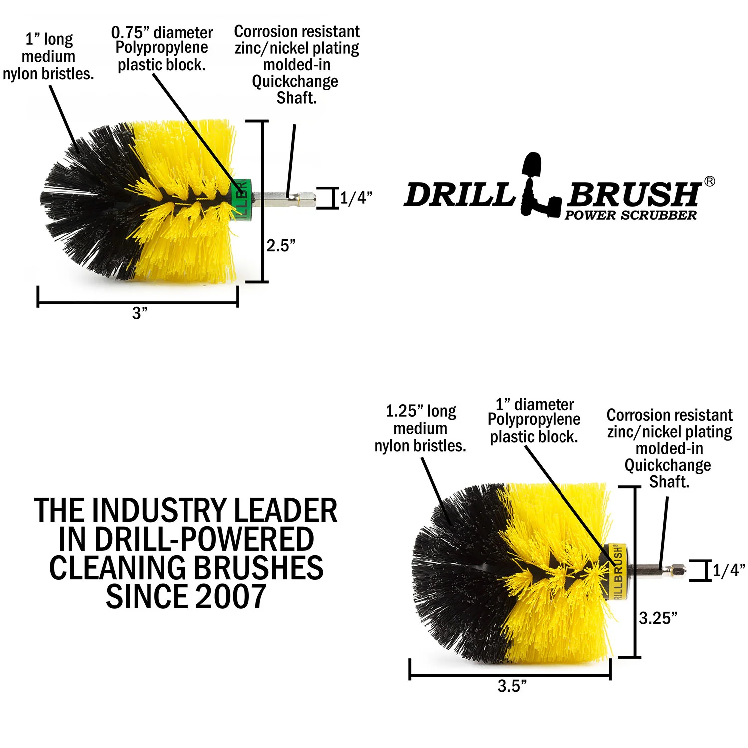 Original & Mini Yellow Brushes - Medium Bristles - Bathroom & Shower Cleaning | Y-S-MO-QC-DB - Image 5